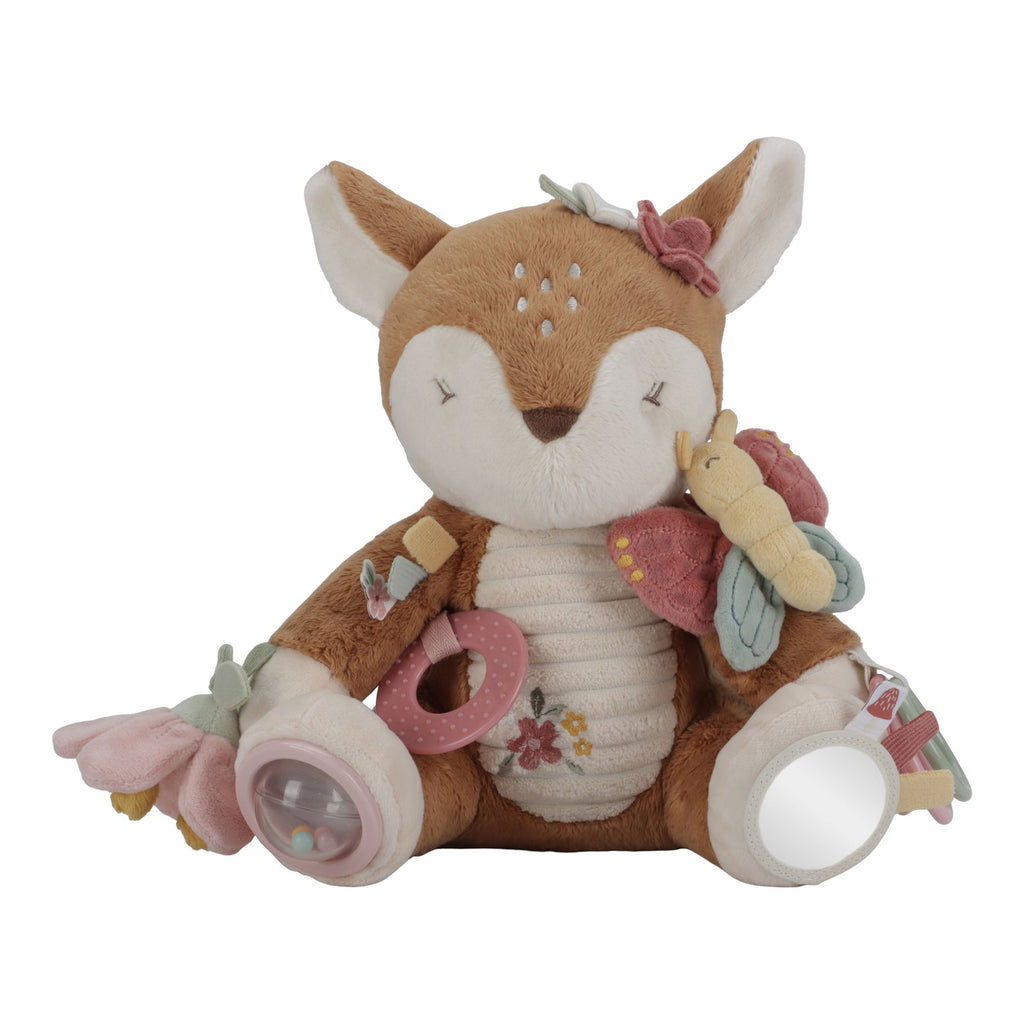 Little Dutch Activity Deer - Fairy Garden with crinkly butterfly, rattle, mirror, and rings, designed for sensory play and baby development.