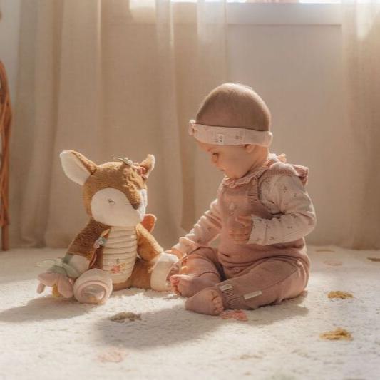 Little Dutch Activity Deer - Fairy Garden with crinkly butterfly, rattle, mirror, and rings, designed for sensory play and baby development.