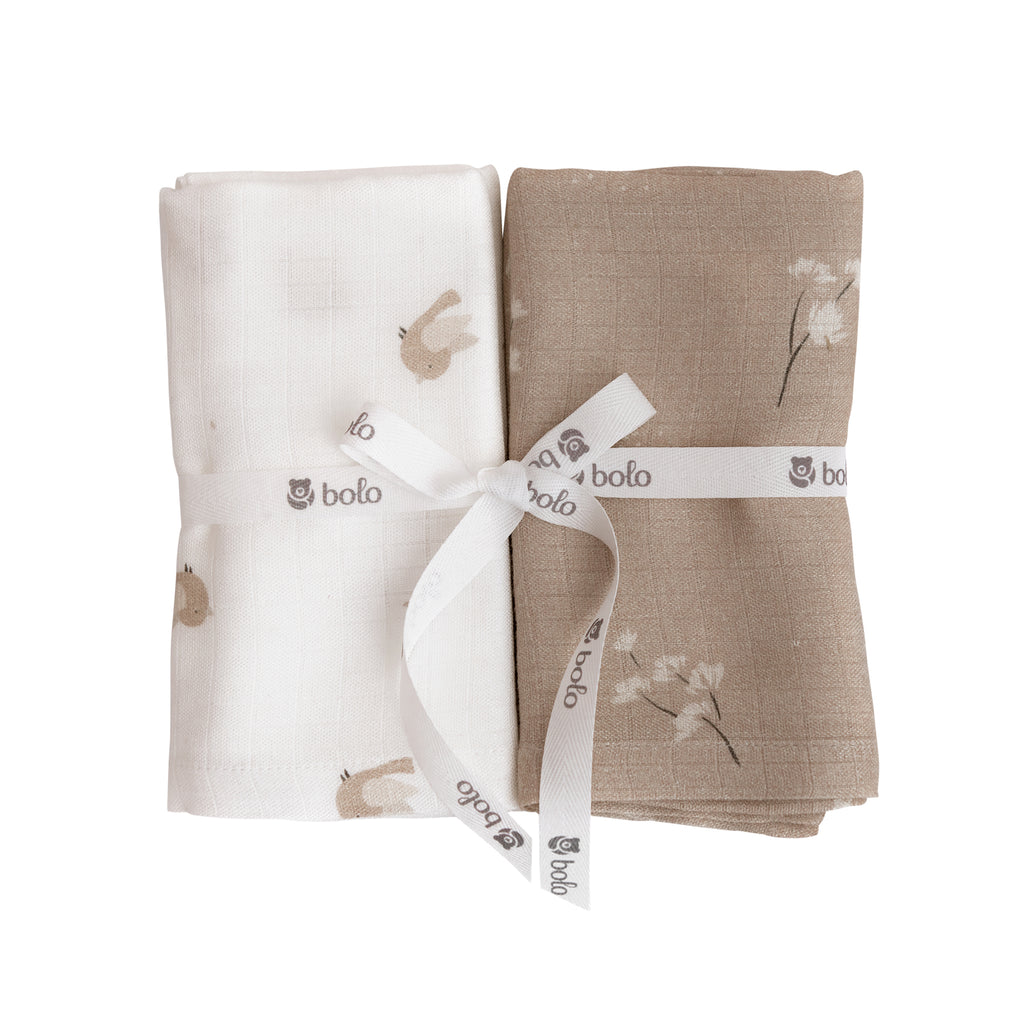 Bolo 2pack of Muslin Swaddles (colours)