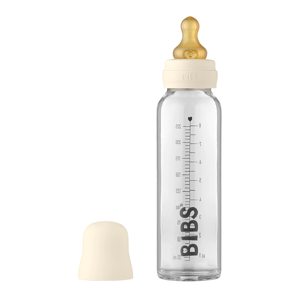 Kompletny zestaw szklanych butelek BIBS dla niemowląt 225 ml (4 kolory)