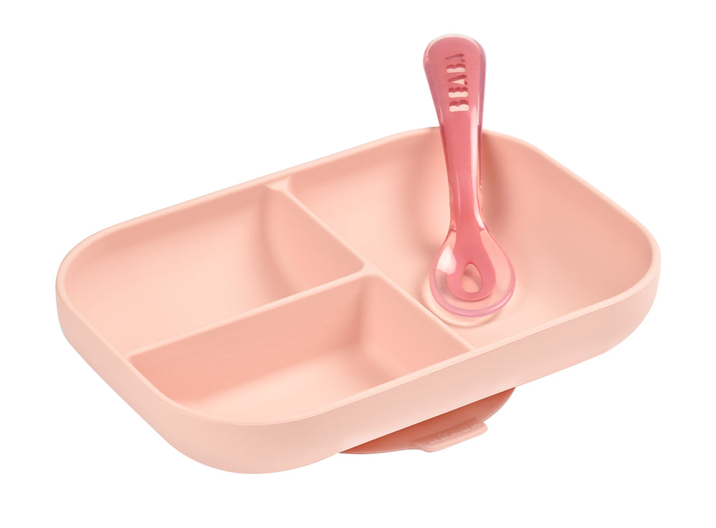 Beaba Silicone Compartment Plate & Spoon (colours)