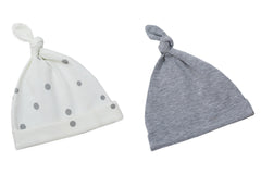 Baby Beanie Hats - Grey Dots & Melange Grey (2 pack)