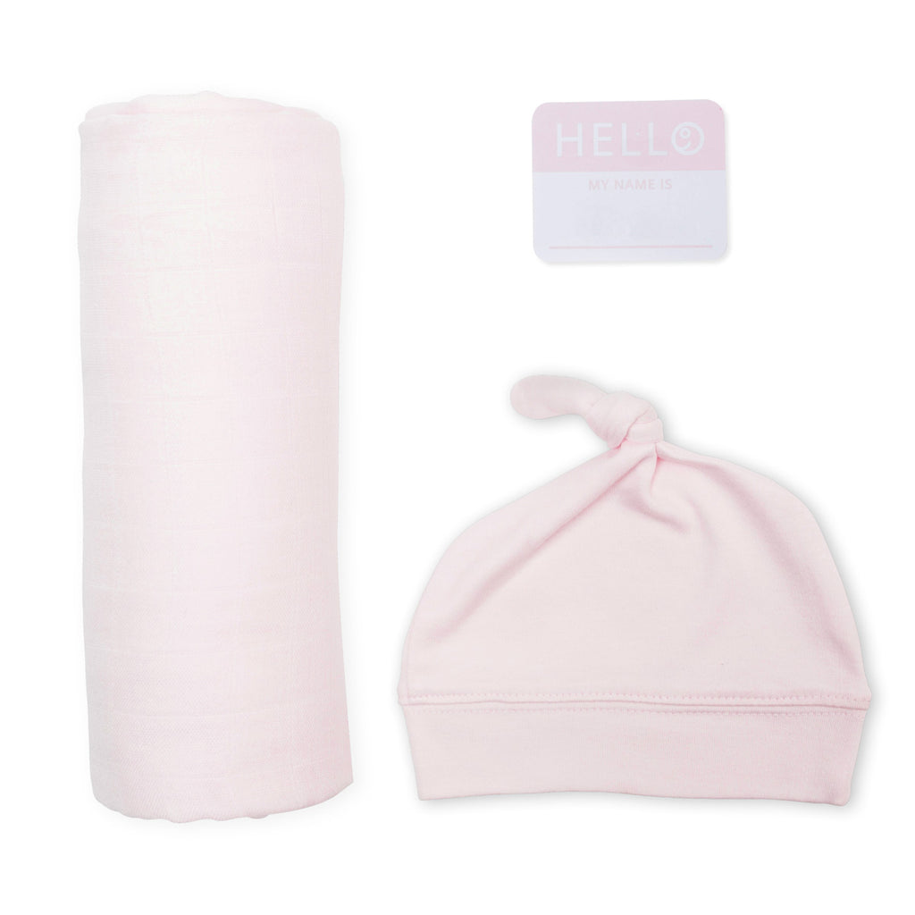 Lulujo Bamboo Hat & Swaddle Blanket - Pink