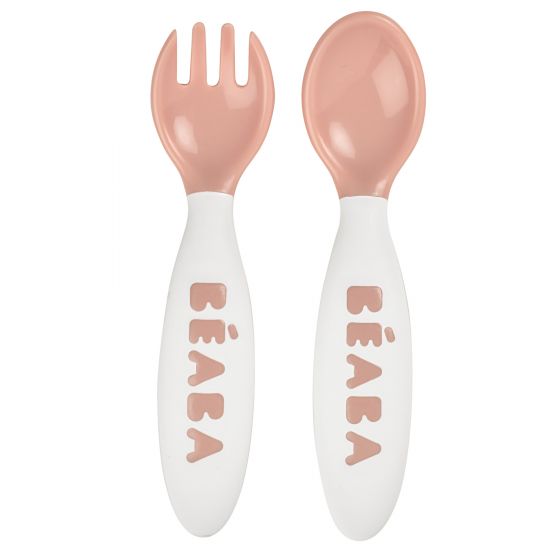 Beaba 2nd Stage Training Fork & Spoon - Pink