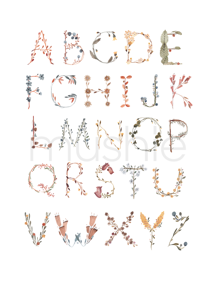 Plakat z alfabetem Mushiego 
