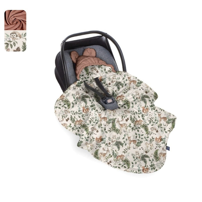 BabySteps Car Seat Blanket - Animals Garden - Mocha Mousse