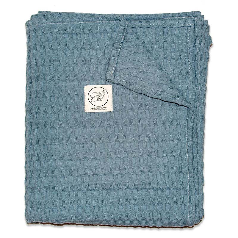 Jacquard Weave Swaddle Blanket - Denim Blue