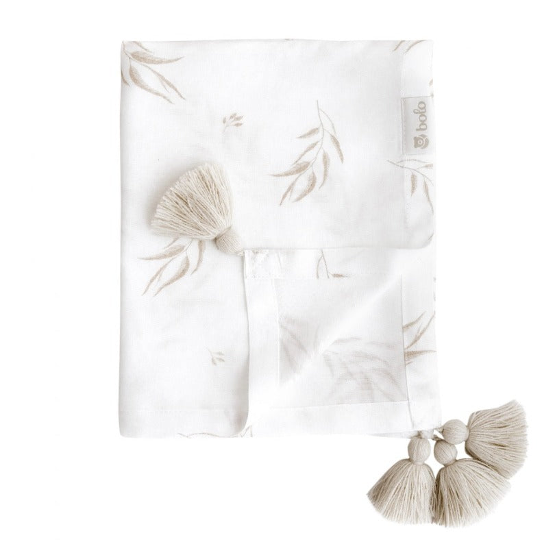 Bolo Bamboo Swaddle Blanket - Beige Leaves
