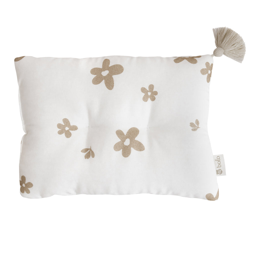Bolo Bamboo pillow - Beige Flowers