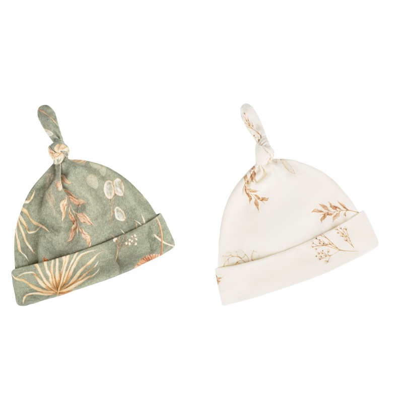 Baby Knotted Hats - Bohemian Green & Botanic (2 pack)