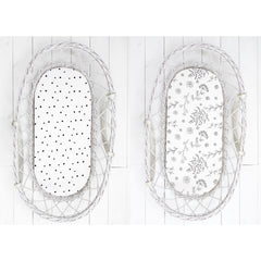 Sleepee Moses Basket Fitted Sheet (2-Pack) - Bloom & Dots